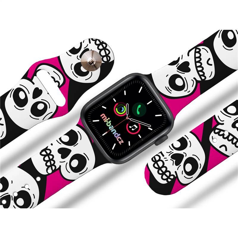 Řemínek Mi-Band na Apple Watch 38 40 41 mm - motiv Lebky růžové, černý