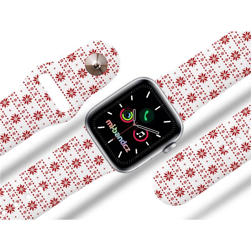 Řemínek Mi-Band na Apple Watch 38 40 41 mm - motiv Malované vločky, bílý