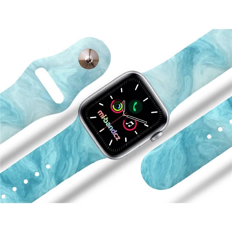 Řemínek Mi-Band na Apple Watch 38 40 41 mm - motiv Modrý mramor, bílý