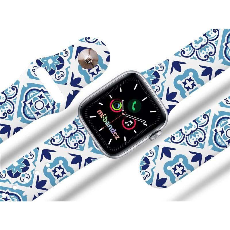 Řemínek Mi-Band na Apple Watch 38 40 41 mm - motiv Modrý porcelán, bílý