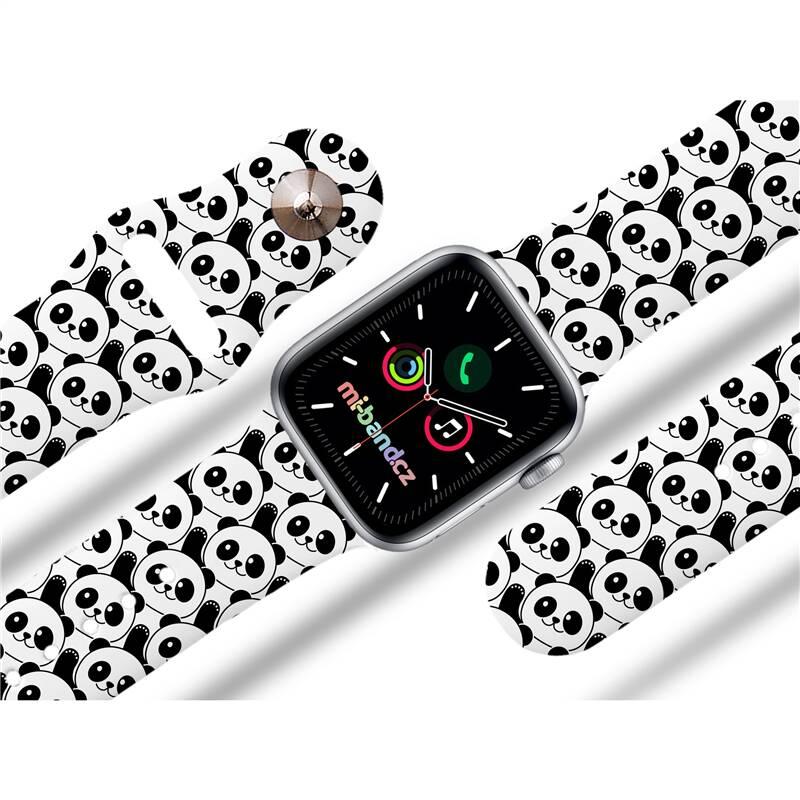 Řemínek Mi-Band na Apple Watch 38 40 41 mm - motiv Pandy, bílý
