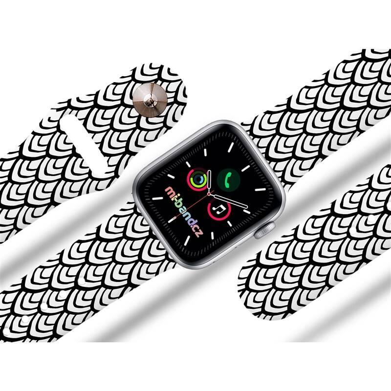 Řemínek Mi-Band na Apple Watch 38 40 41 mm - motiv Rybí šupiny, bílý