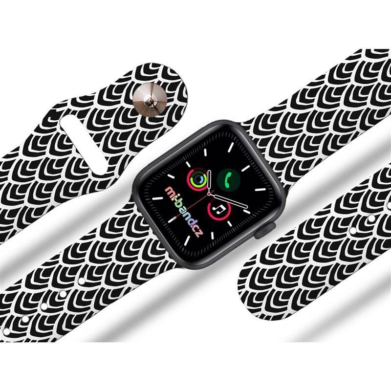 Řemínek Mi-Band na Apple Watch 38 40 41 mm - motiv Rybí šupiny, černý