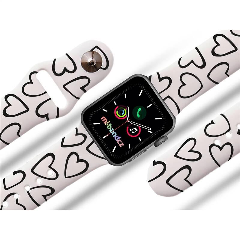 Řemínek Mi-Band na Apple Watch 38 40 41 mm - motiv Srdce černobílá, bílý