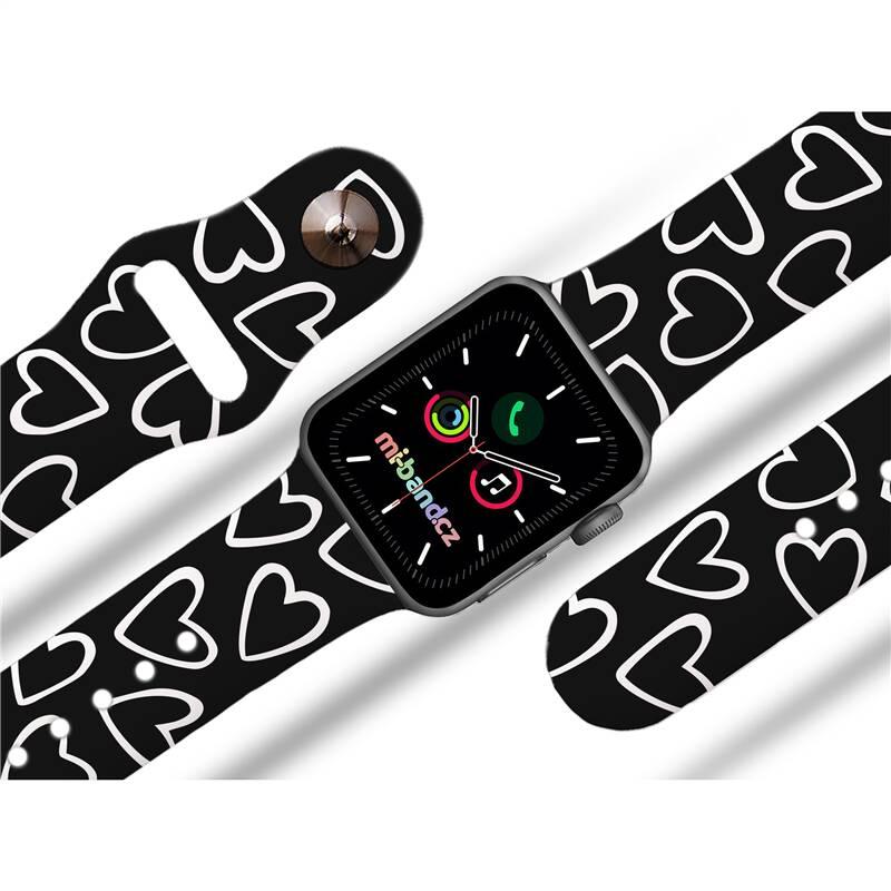 Řemínek Mi-Band na Apple Watch 38 40 41 mm - motiv Srdce černobílá, černý