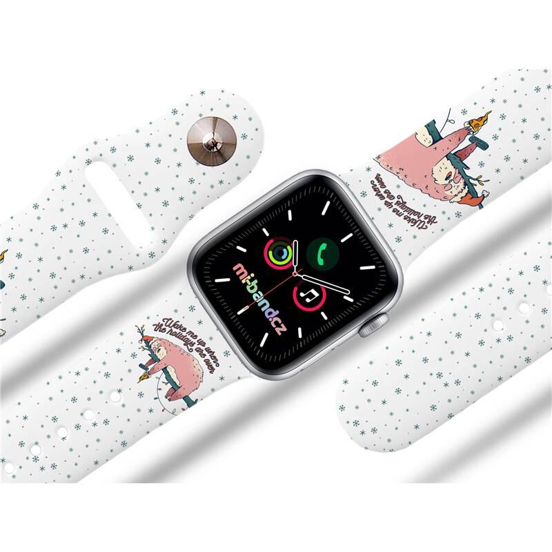 Řemínek Mi-Band na Apple Watch 38 40 41 mm - motiv Vzbuďte mě až svátky skončí, bílý