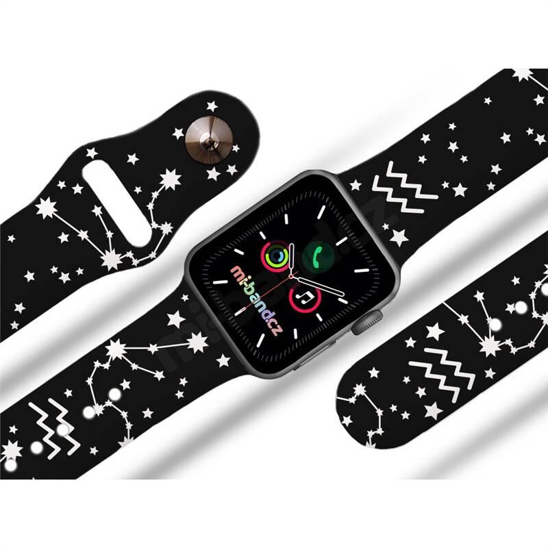 Řemínek Mi-Band na Apple Watch 38 40 41 mm - motiv Znamení zvěrokruhu Vodnář, černý