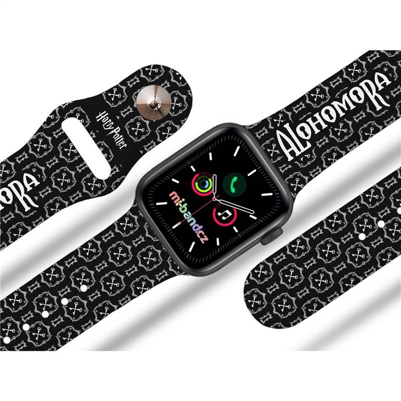 Řemínek Mi-Band na Apple Watch 42 44 45 mm - motiv Harry Potter Alohomora, černý