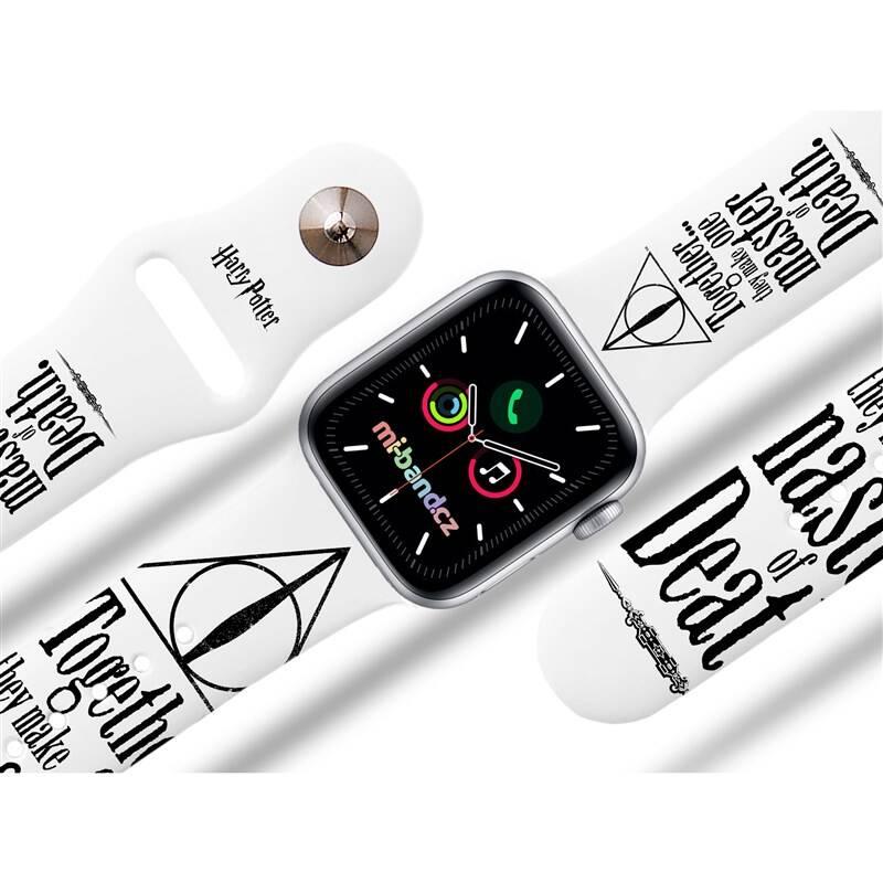 Řemínek Mi-Band na Apple Watch 42 44 45 mm - motiv Harry Potter Relikvie smrti 2, bílý