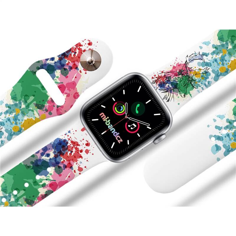 Řemínek Mi-Band na Apple Watch 42 44 45 mm - motiv Jelen v abstrakci , bílý