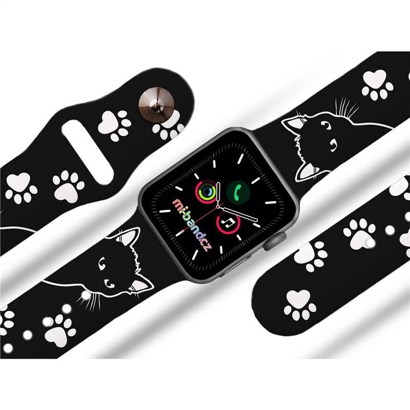 Řemínek Mi-Band na Apple Watch 42 44 45 mm - motiv Kočičák, černý