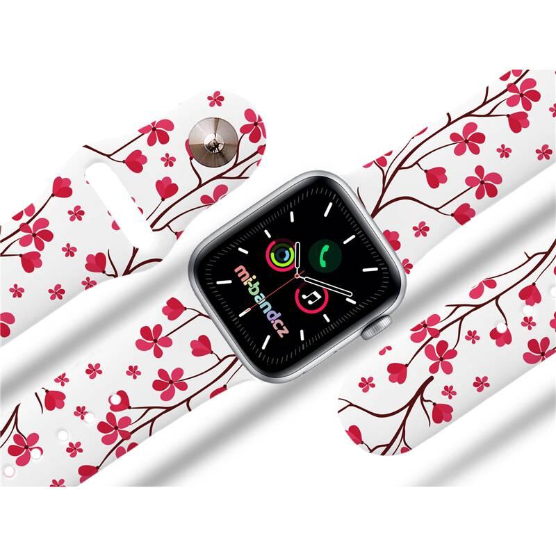 Řemínek Mi-Band na Apple Watch 42 44 45 mm - motiv Sakura, bílý