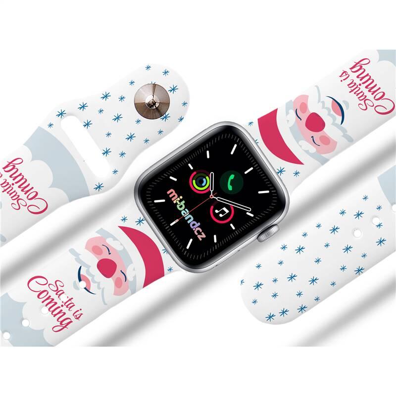 Řemínek Mi-Band na Apple Watch 42 44 45 mm - motiv Santa, bílý