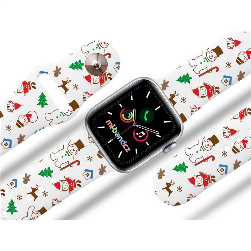Řemínek Mi-Band na Apple Watch 42 44 45 mm - motiv Vánoce, bílý