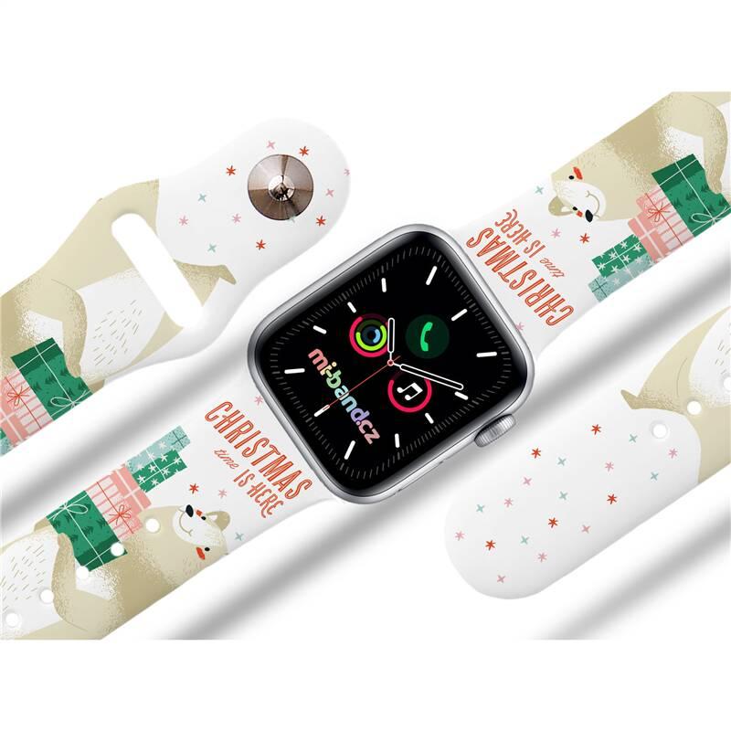 Řemínek Mi-Band na Apple Watch 42 44 45 mm - motiv Vánoce jsou tady, bílý