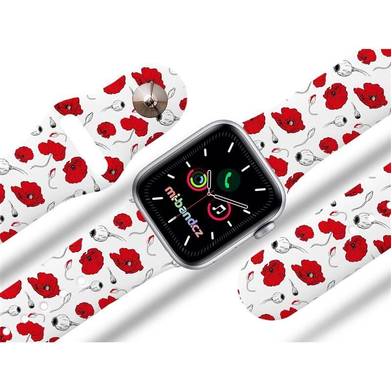 Řemínek Mi-Band na Apple Watch 42 44 45 mm - motiv Vlčí máky, bílý, Řemínek, Mi-Band, na, Apple, Watch, 42, 44, 45, mm, motiv, Vlčí, máky, bílý