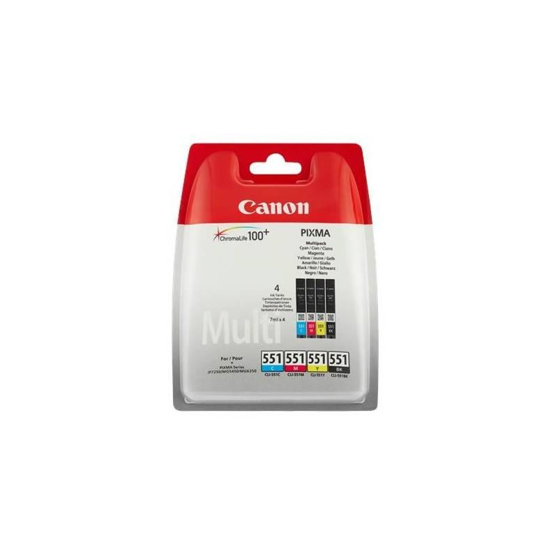 Inkoustová náplň Canon CLI-551, 4x 7ml - originální černá červená modrá žlutá, Inkoustová, náplň, Canon, CLI-551, 4x, 7ml, originální, černá, červená, modrá, žlutá