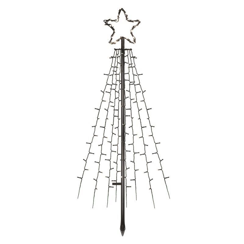 LED dekorace EMOS 180 LED vánoční strom kovový, 180 cm, venkovní i vnitřní, studená bílá, časovač