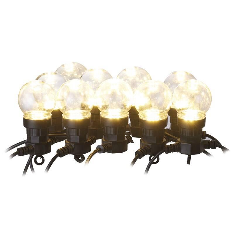 Párty osvětlení EMOS 50 LED řetěz - 10x párty žárovky čiré, 5 m, venkovní i vnitřní, teplá bílá