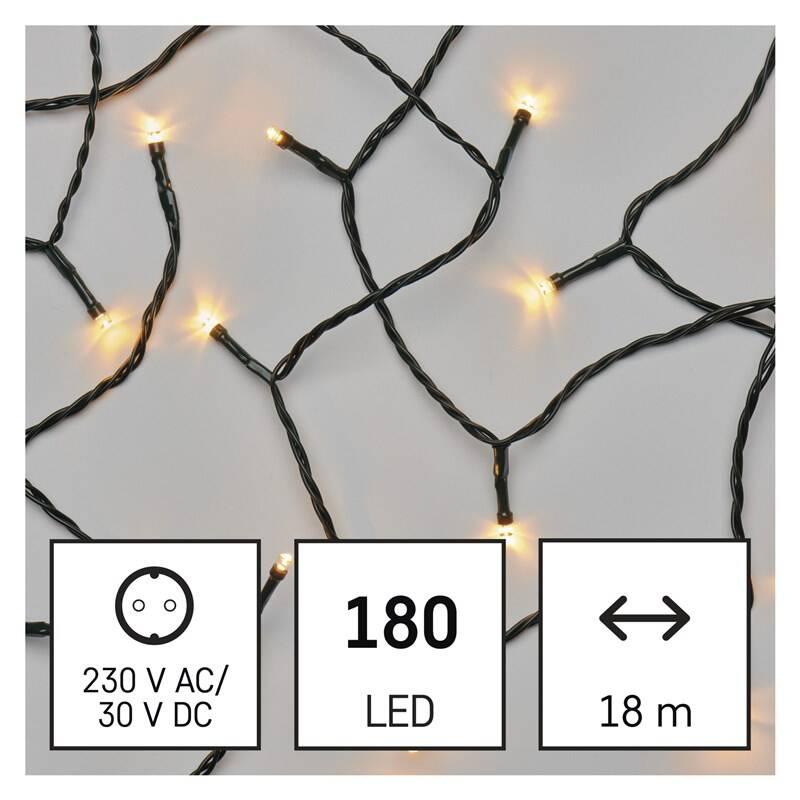 Vánoční osvětlení EMOS 180 LED řetěz, 18 m, venkovní i vnitřní, vintage, časovač