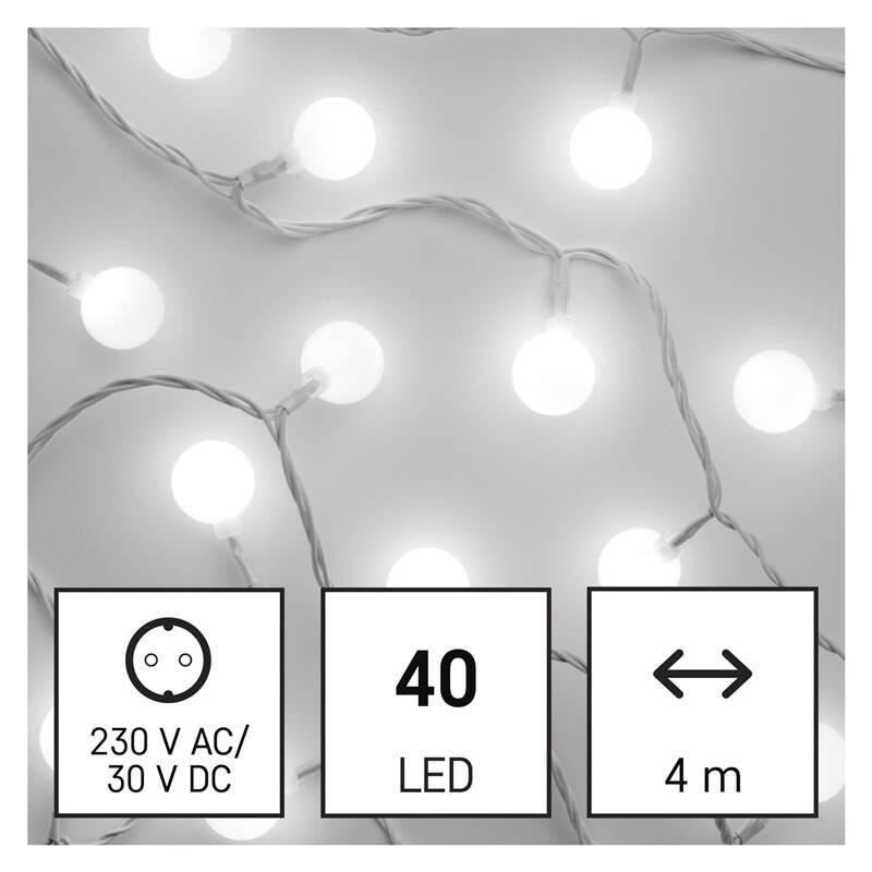 Vánoční osvětlení EMOS 40 LED cherry řetěz - kuličky 2,5 cm, 4 m, venkovní i vnitřní, studená bílá, časovač, Vánoční, osvětlení, EMOS, 40, LED, cherry, řetěz, kuličky, 2,5, cm, 4, m, venkovní, i, vnitřní, studená, bílá, časovač