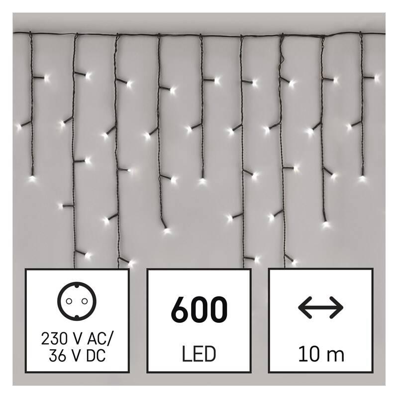 Vánoční osvětlení EMOS 600 LED rampouchy, 10 m, venkovní i vnitřní, studená bílá, programy, Vánoční, osvětlení, EMOS, 600, LED, rampouchy, 10, m, venkovní, i, vnitřní, studená, bílá, programy