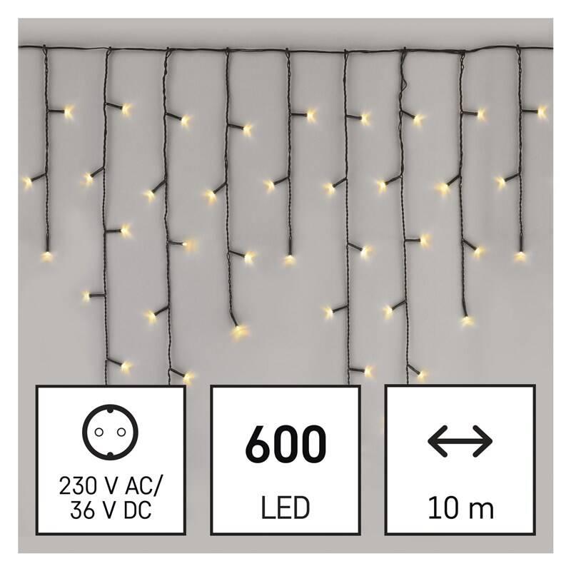 Vánoční osvětlení EMOS 600 LED rampouchy, 10 m, venkovní i vnitřní, teplá bílá, programy, Vánoční, osvětlení, EMOS, 600, LED, rampouchy, 10, m, venkovní, i, vnitřní, teplá, bílá, programy