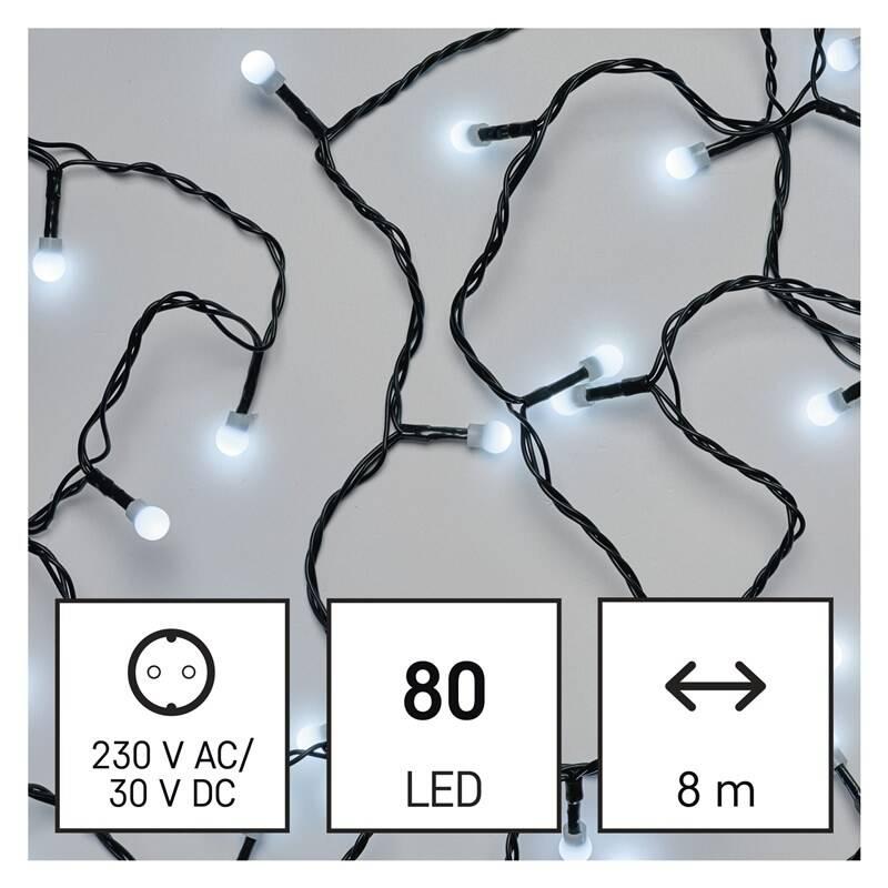 Vánoční osvětlení EMOS 80 LED cherry řetěz - kuličky, 8 m, venkovní i vnitřní, studená bílá, programy, Vánoční, osvětlení, EMOS, 80, LED, cherry, řetěz, kuličky, 8, m, venkovní, i, vnitřní, studená, bílá, programy