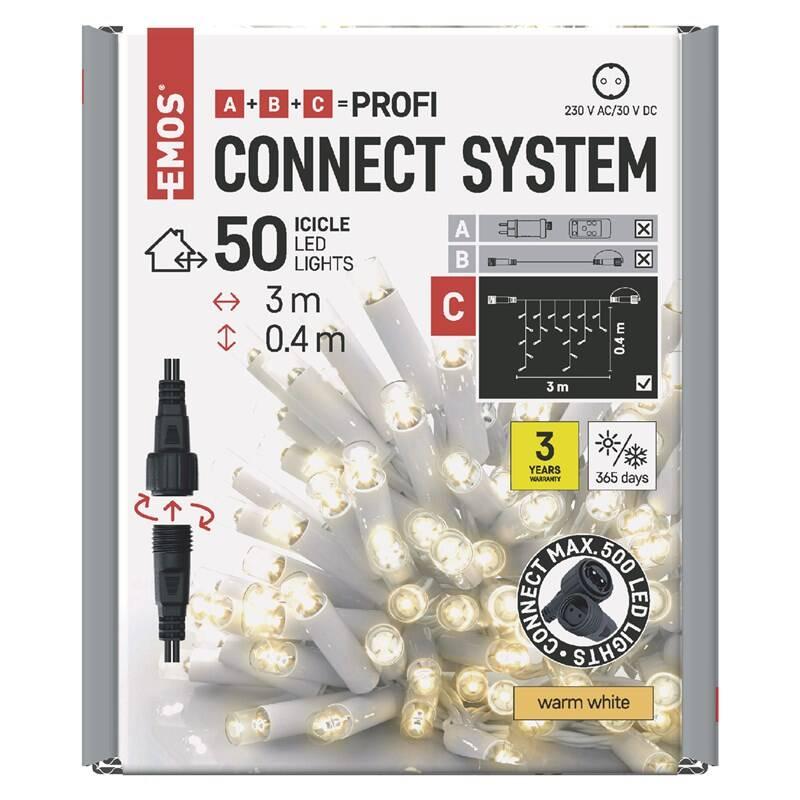 Spojovací řetěz EMOS 50 LED Profi bílý - rampouchy, 3 m, venkovní, teplá bílá, časovač, Spojovací, řetěz, EMOS, 50, LED, Profi, bílý, rampouchy, 3, m, venkovní, teplá, bílá, časovač
