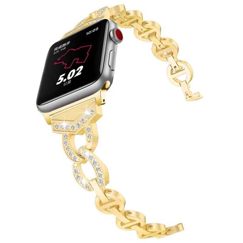 Řemínek WG crystal, kovový, na Apple Watch 38 40 41 mm zlatý