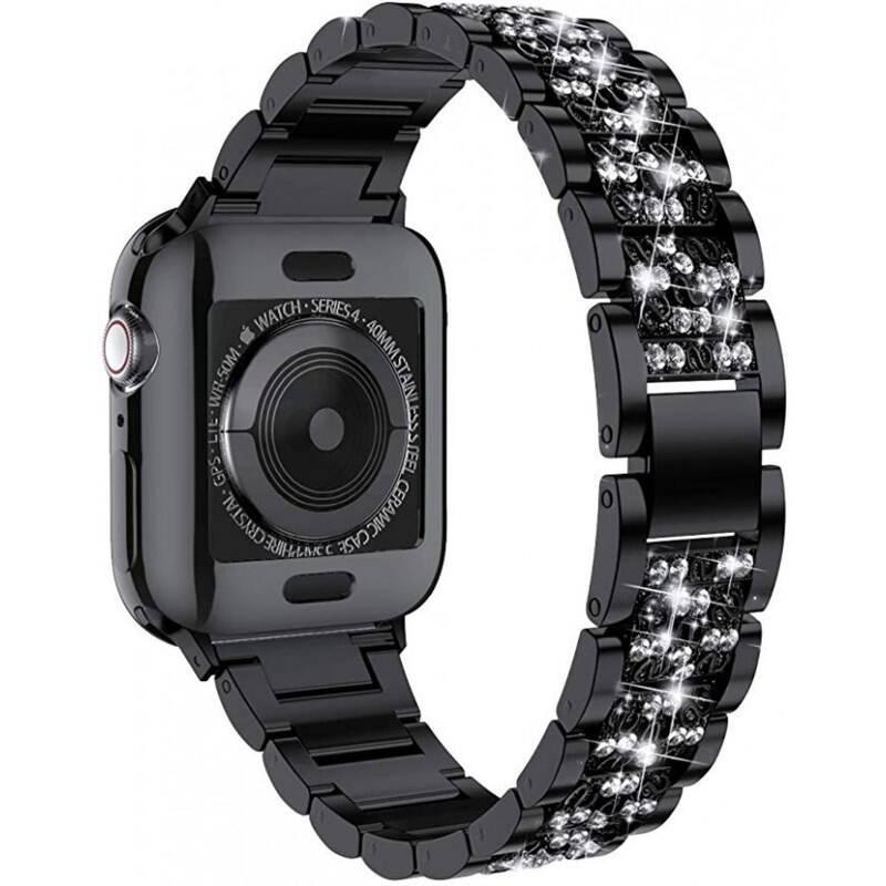 Řemínek WG extra, kovový, na Apple Watch 38 40 41 mm adapter černý