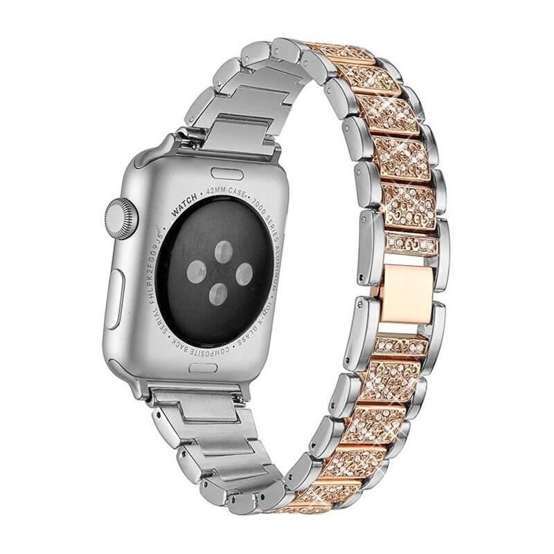 Řemínek WG extra, kovový, na Apple Watch 42 44 45 49 mm adapter - silver rose gold