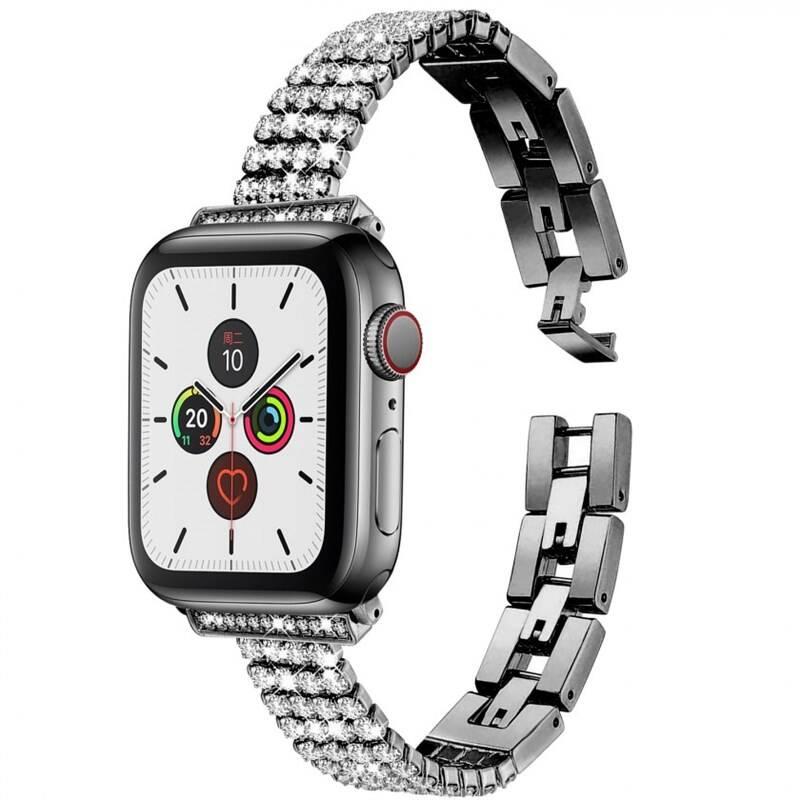 Řemínek WG shine, kovový, na Apple Watch 42 44 45 49 mm černý