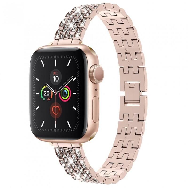 Řemínek WG star, kovový, na Apple Watch 42 44 45 49 mm adapter - rose gold
